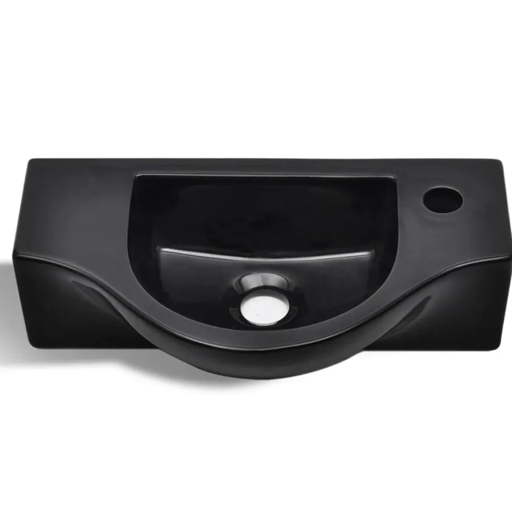 vidaXL Fontanería-Lavabo de cerámica con orificio de grifo/desagüe