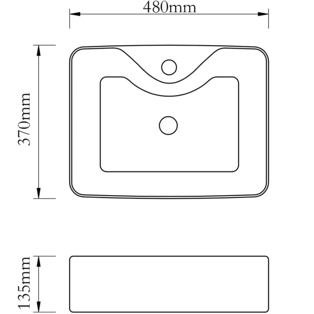 vidaXL Fontanería-Lavabo de cerámica cuadrado con orificio de grifo/desagüe