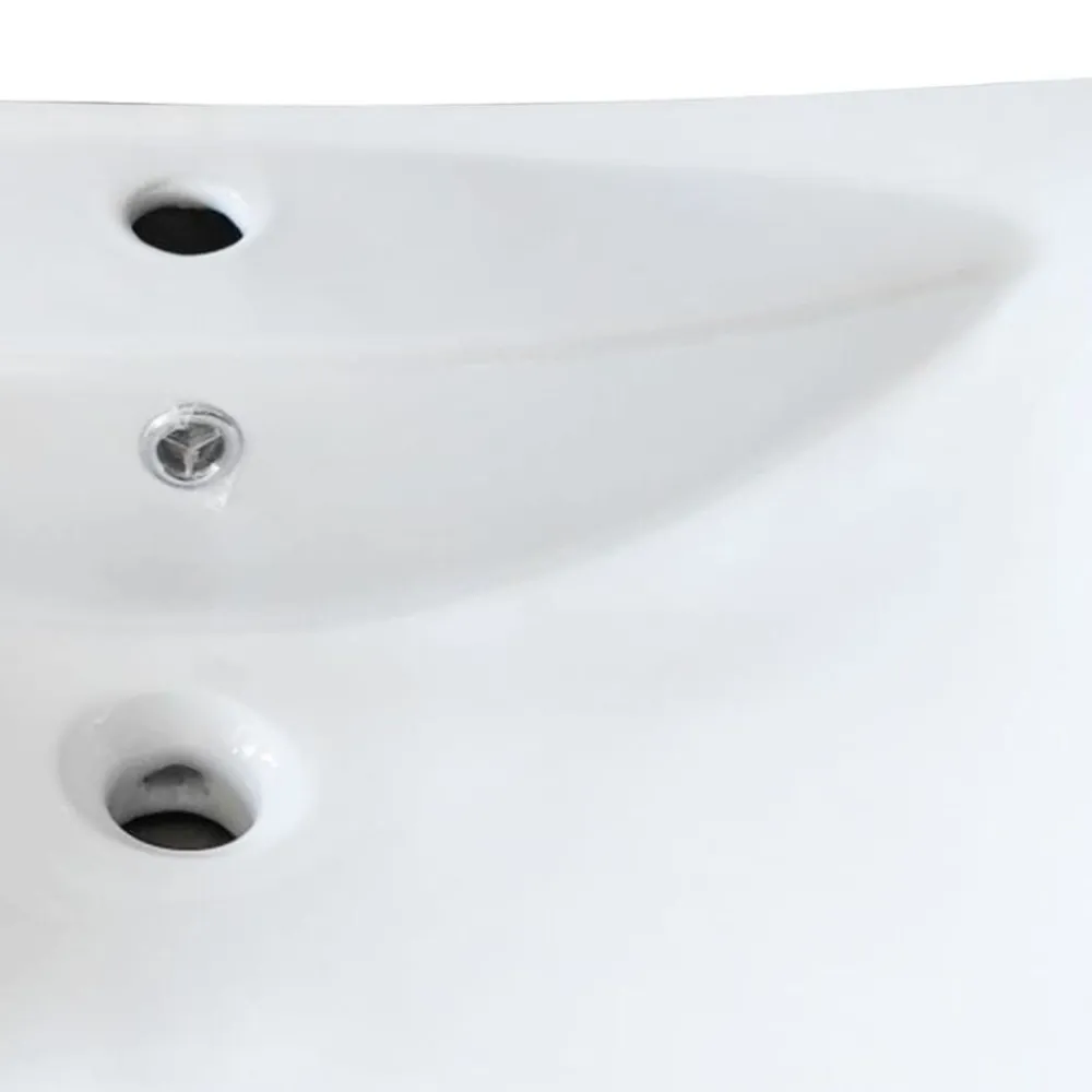 vidaXL Lavabo de cerámica rectangular con orificio de grifo y desagüe Blanco Sale