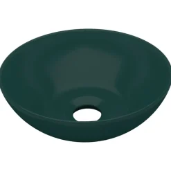 vidaXL Fontanería-Lavabo de cuarto de baño redondo cerámica