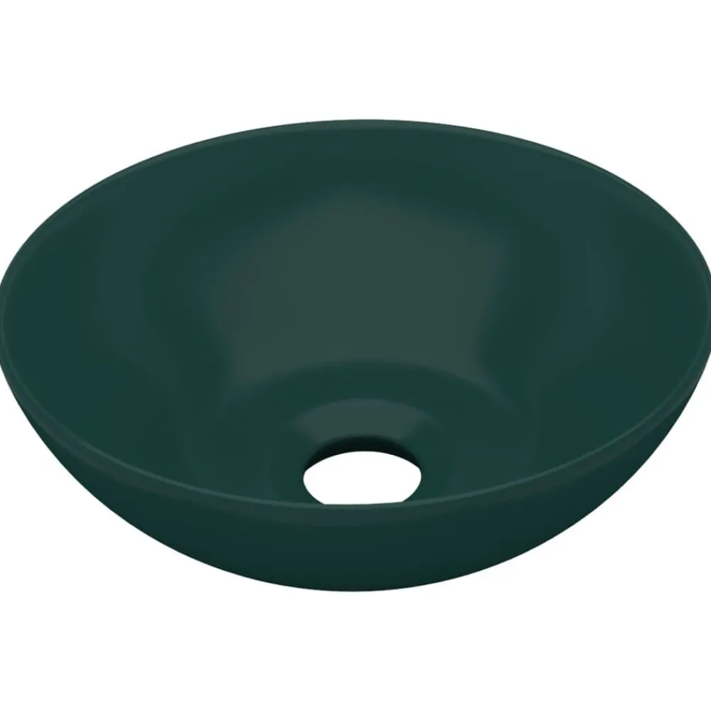 vidaXL Fontanería-Lavabo de cuarto de baño redondo cerámica