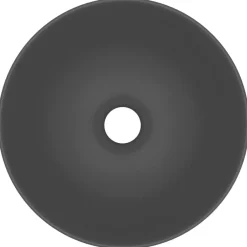 vidaXL Lavabo de cuarto de baño redondo cerámica Gris oscuro New
