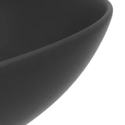 vidaXL Lavabo de cuarto de baño redondo cerámica Gris oscuro New