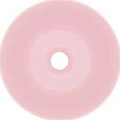 vidaXL Lavabo de cuarto de baño redondo cerámica rosa mate Clearance