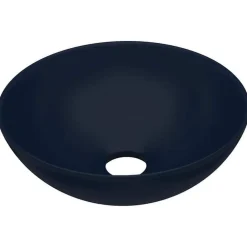vidaXL Fontanería-Lavabo de cuarto de baño redondo de cerámica