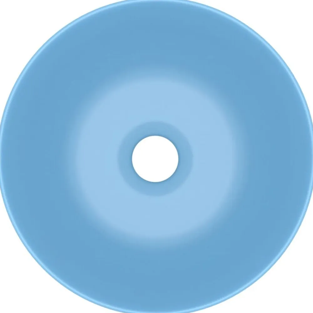 vidaXL Lavabo de cuarto de baño redondo cerámica Azul claro Outlet