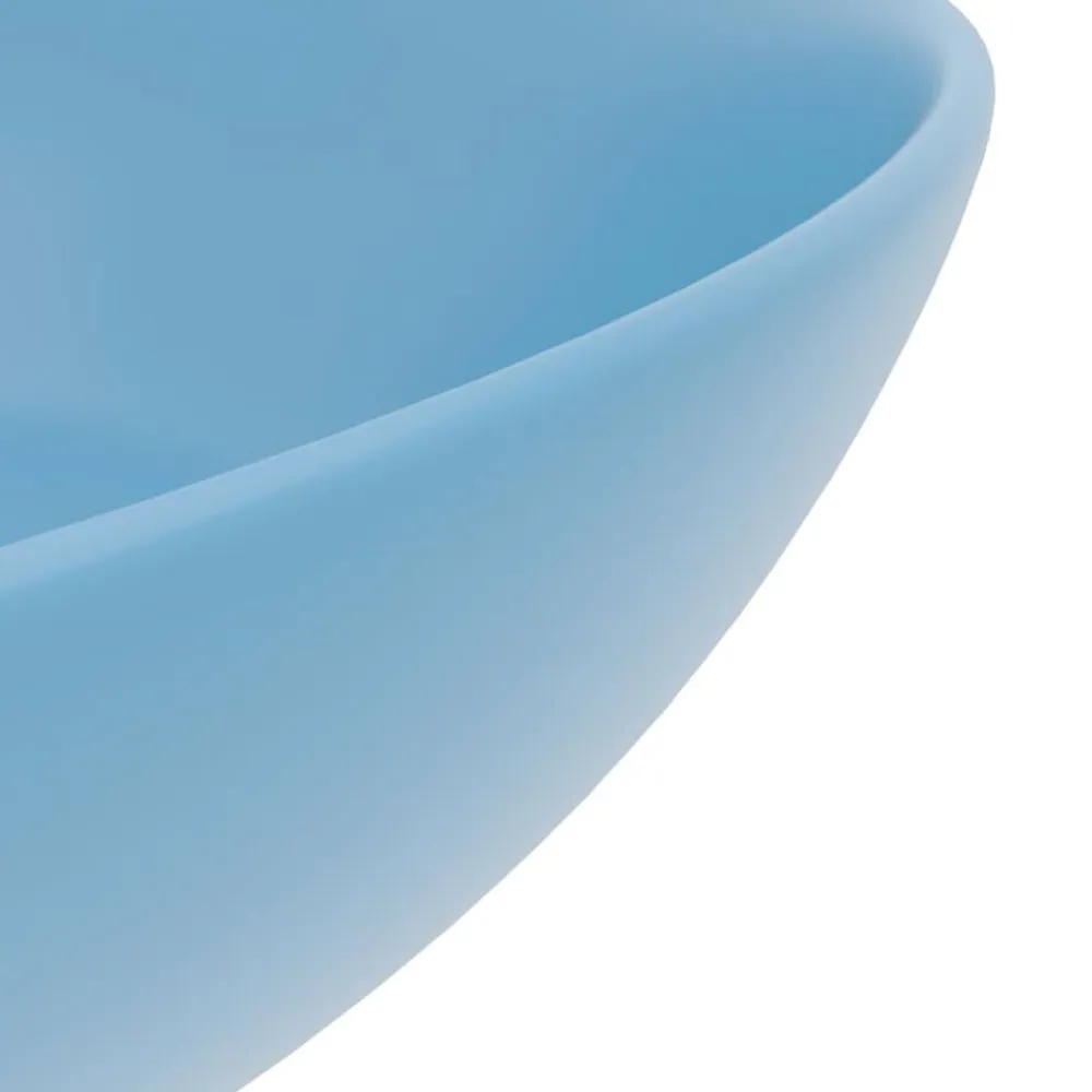 vidaXL Lavabo de cuarto de baño redondo cerámica Azul claro Outlet