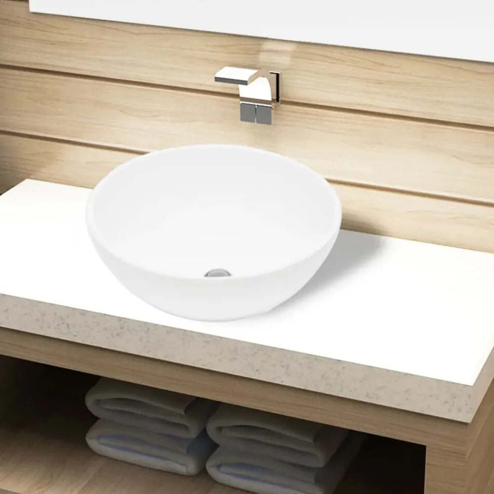 vidaXL Lavabo de cuarto de baño redondo cerámica Blanco Online