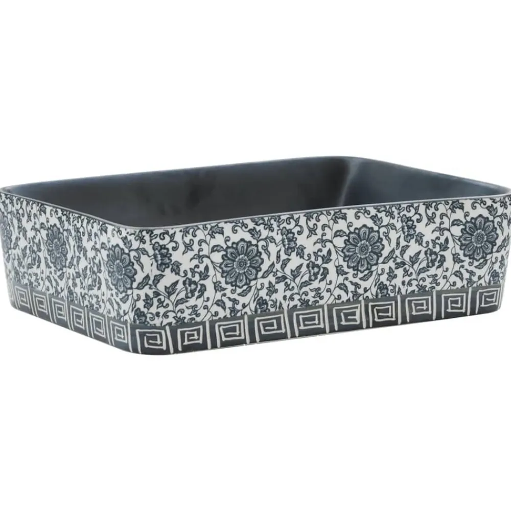 vidaXL Lavabo de encimera rectangular cerámica negro azul 46x35,5x13cm Negro y azul Hot