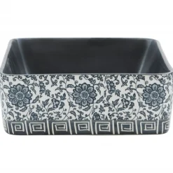 vidaXL Lavabo de encimera rectangular cerámica negro azul 46x35,5x13cm Negro y azul Hot