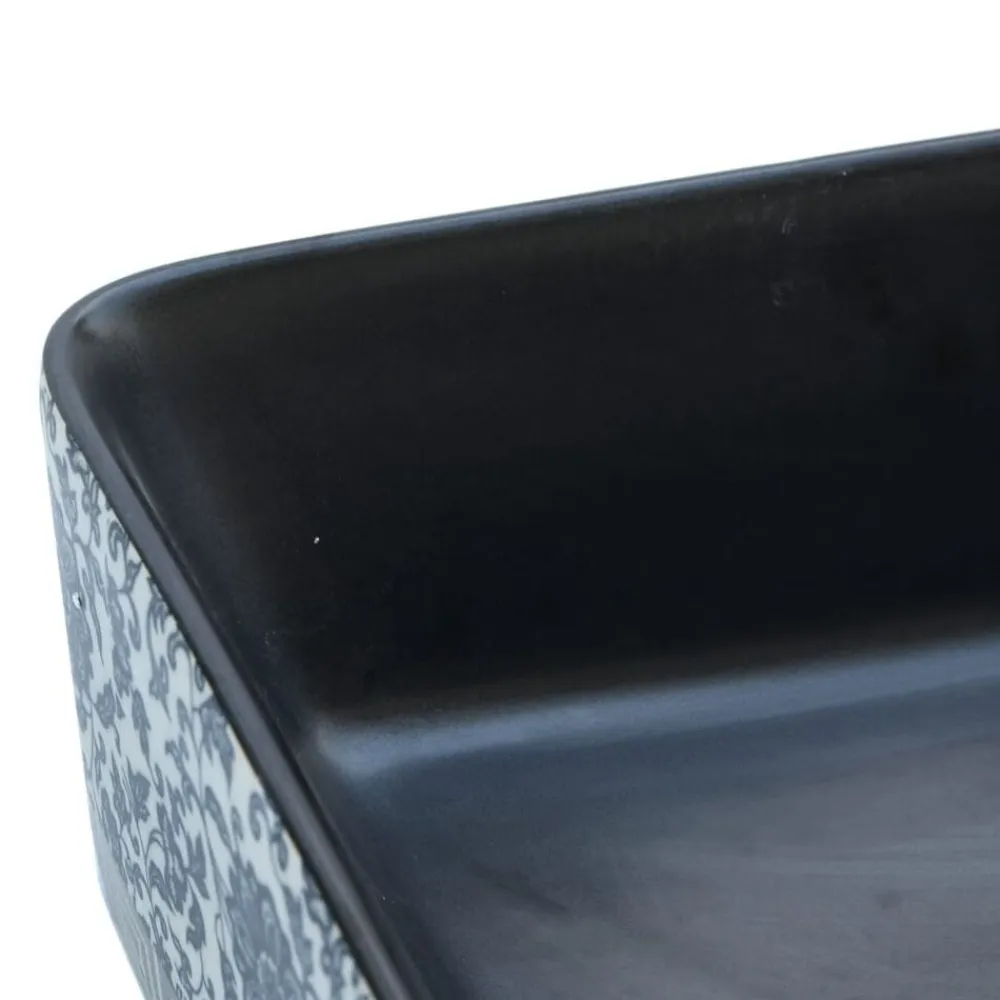 vidaXL Lavabo de encimera rectangular cerámica negro azul 46x35,5x13cm Negro y azul Hot