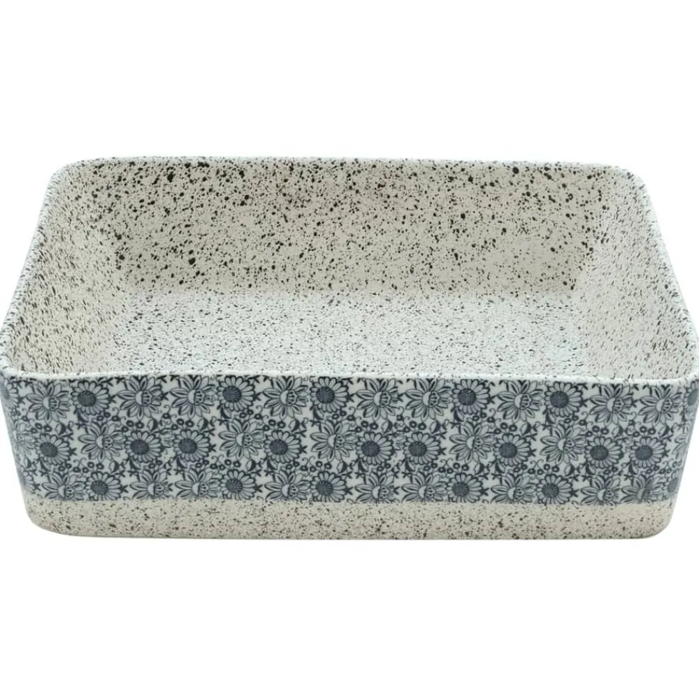 vidaXL Lavabo de encimera rectangular cerámica gris azul 46x35,5x13 cm Gris y azul Sale