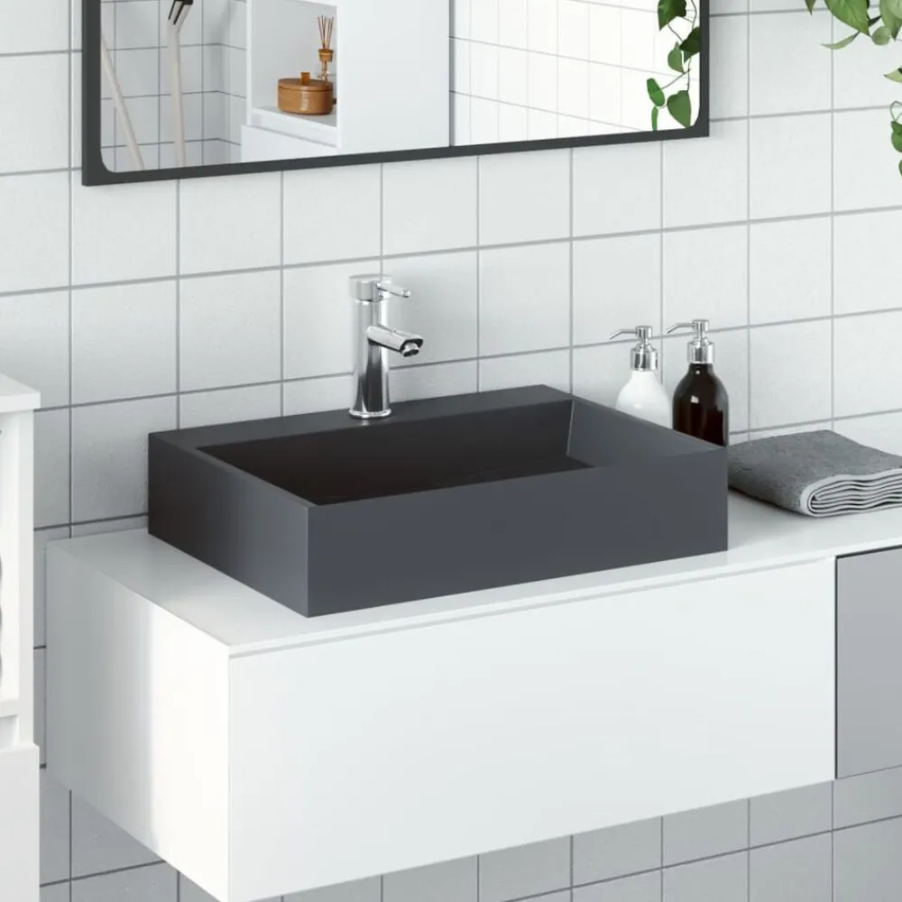 vidaXL Fontanería-Lavabo de fundición de mineral/mármol 50x38x13 cm