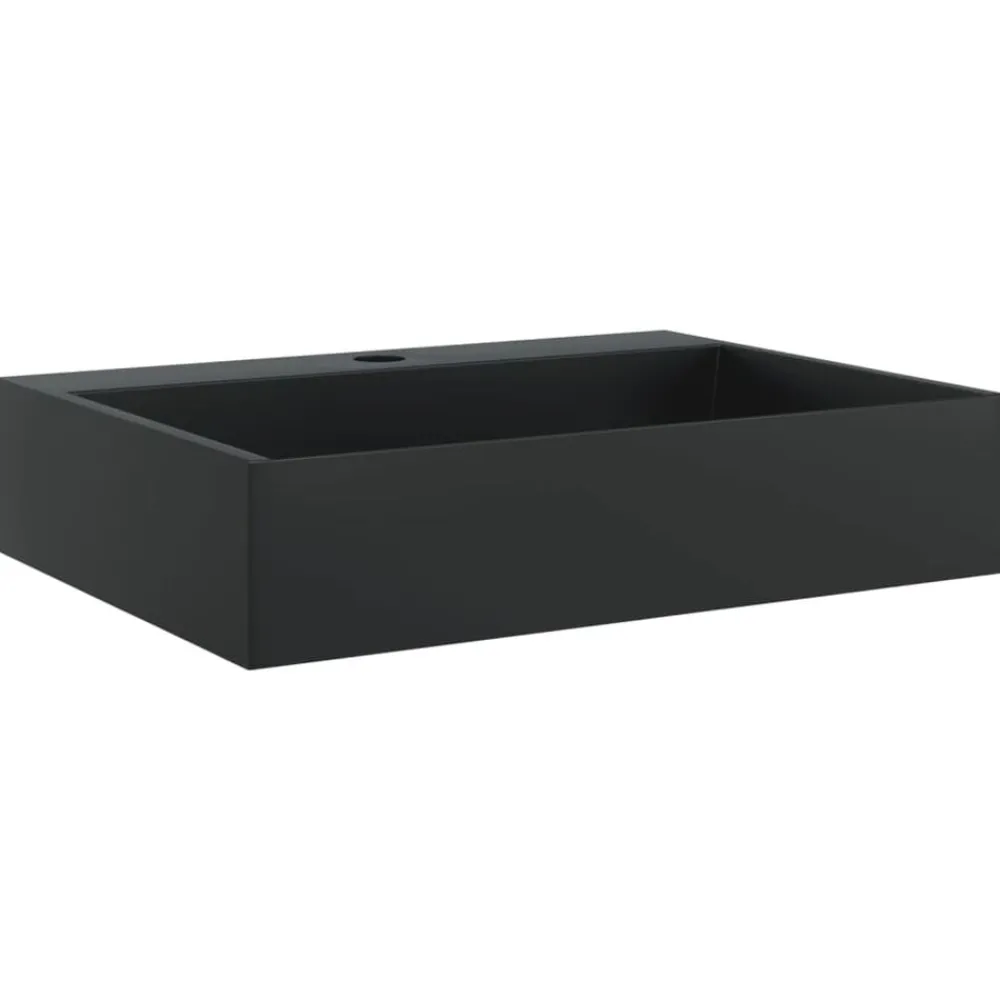 vidaXL Lavabo de fundición de mineral/mármol mate 50x38x11 cm Negro Online