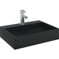 vidaXL Lavabo de fundición de mineral/mármol mate 50x38x11 cm Negro Online