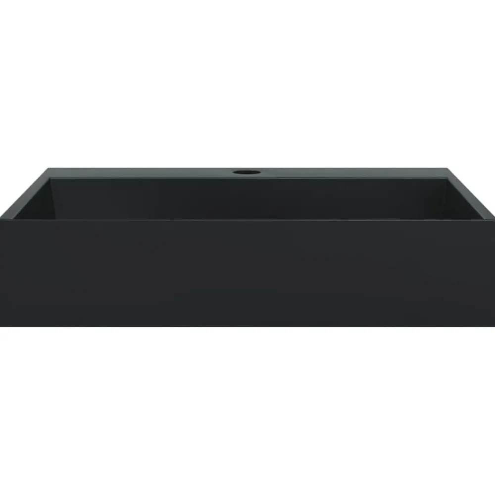 vidaXL Lavabo de fundición de mineral/mármol mate 50x38x11 cm Negro Online