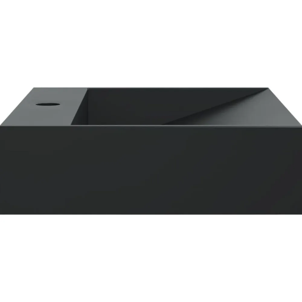 vidaXL Lavabo de fundición de mineral/mármol mate 50x38x11 cm Negro Online