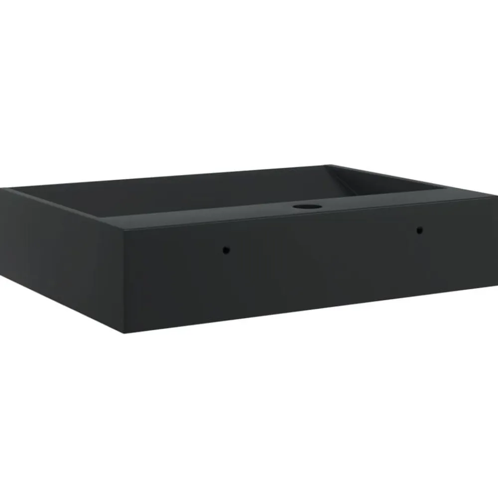 vidaXL Lavabo de fundición de mineral/mármol mate 50x38x11 cm Negro Online