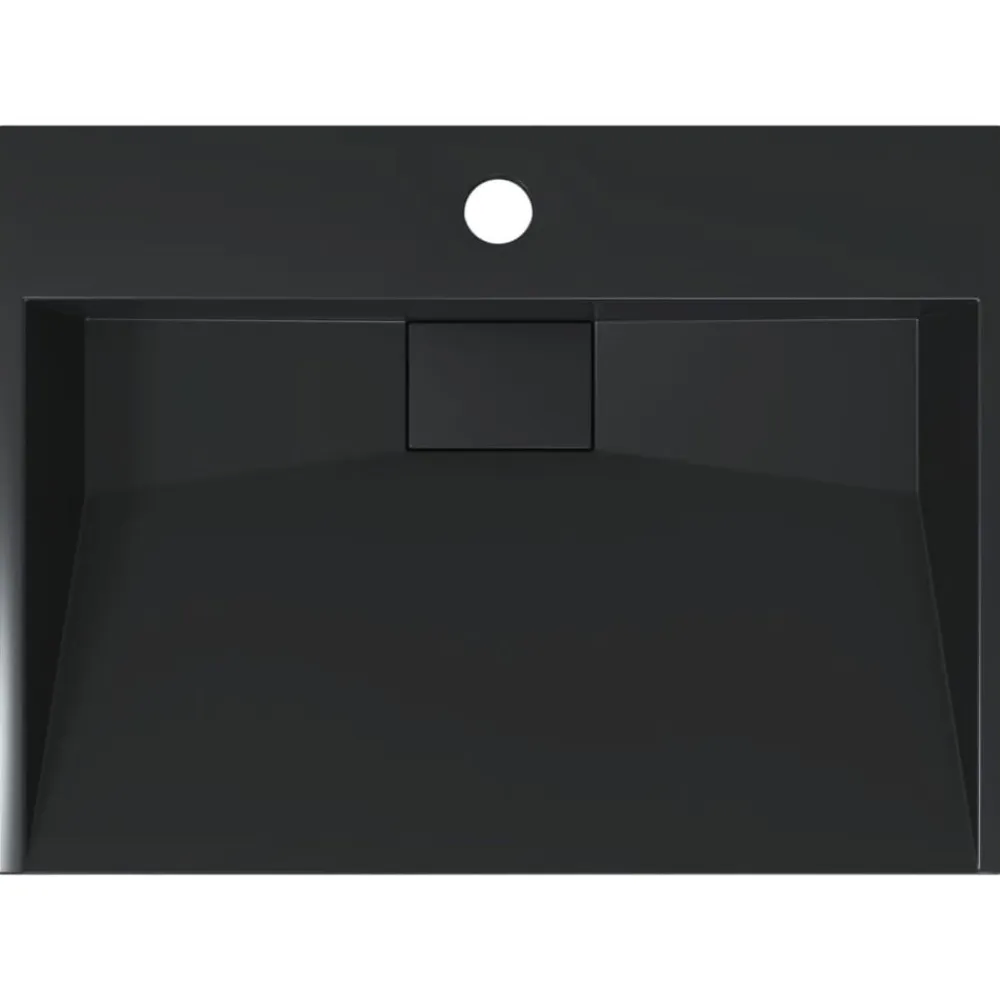 vidaXL Lavabo de fundición de mineral/mármol mate 50x38x11 cm Negro Online