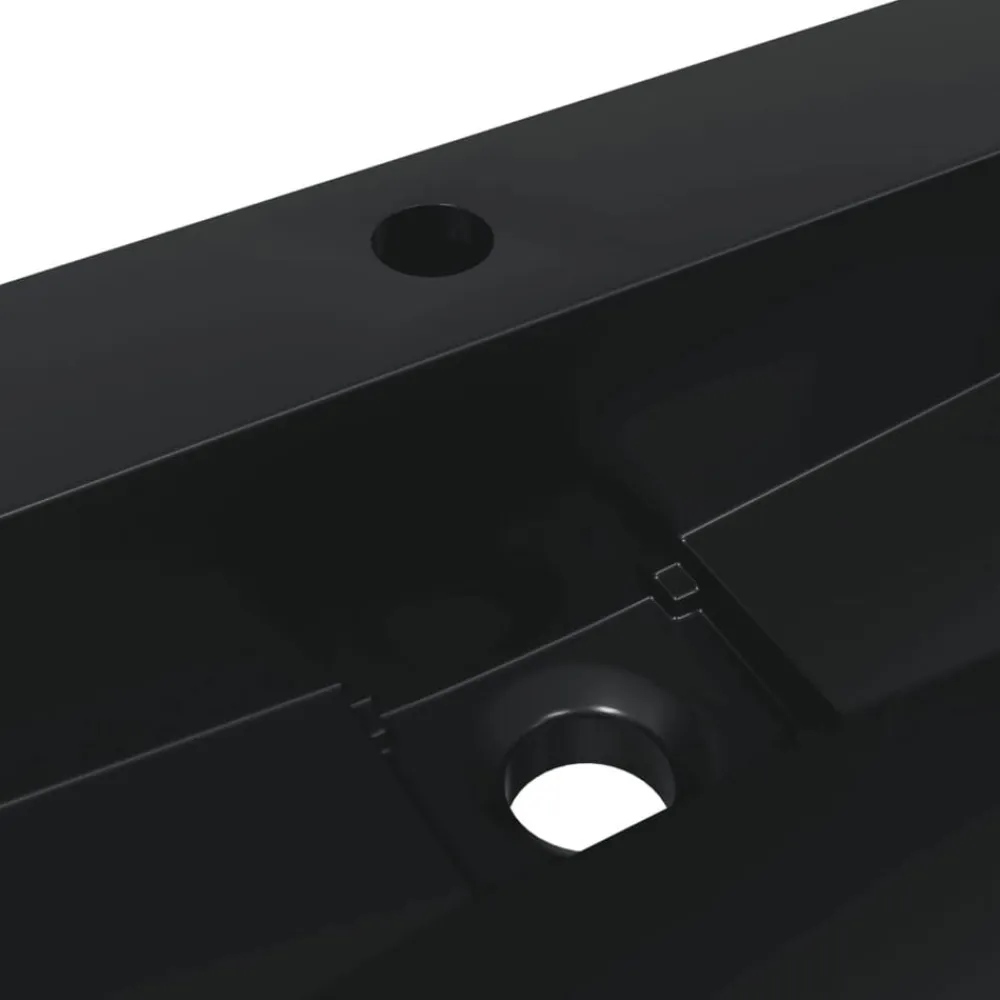 vidaXL Lavabo de fundición de mineral/mármol mate 50x38x11 cm Negro Online