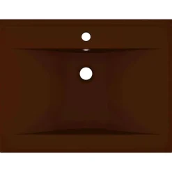vidaXL Lavabo de lujo agujero de grifo cerámica marrón oscuro 60x46 cm marrón oscuro mate Sale