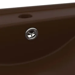 vidaXL Lavabo de lujo agujero de grifo cerámica marrón oscuro 60x46 cm marrón oscuro mate Sale
