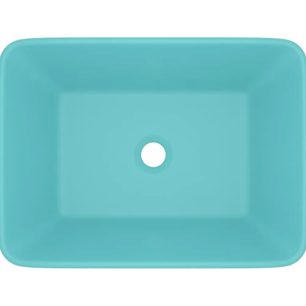 vidaXL Lavabo de lujo cerámica 41x30x12 cm verde claro mate New