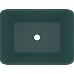 vidaXL Lavabo de lujo cerámica 41x30x12 cm verde oscuro mate Clearance