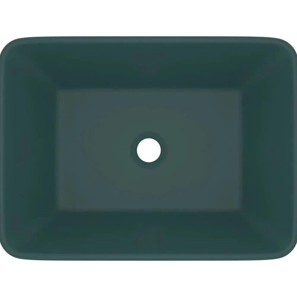 vidaXL Lavabo de lujo cerámica 41x30x12 cm verde oscuro mate Clearance