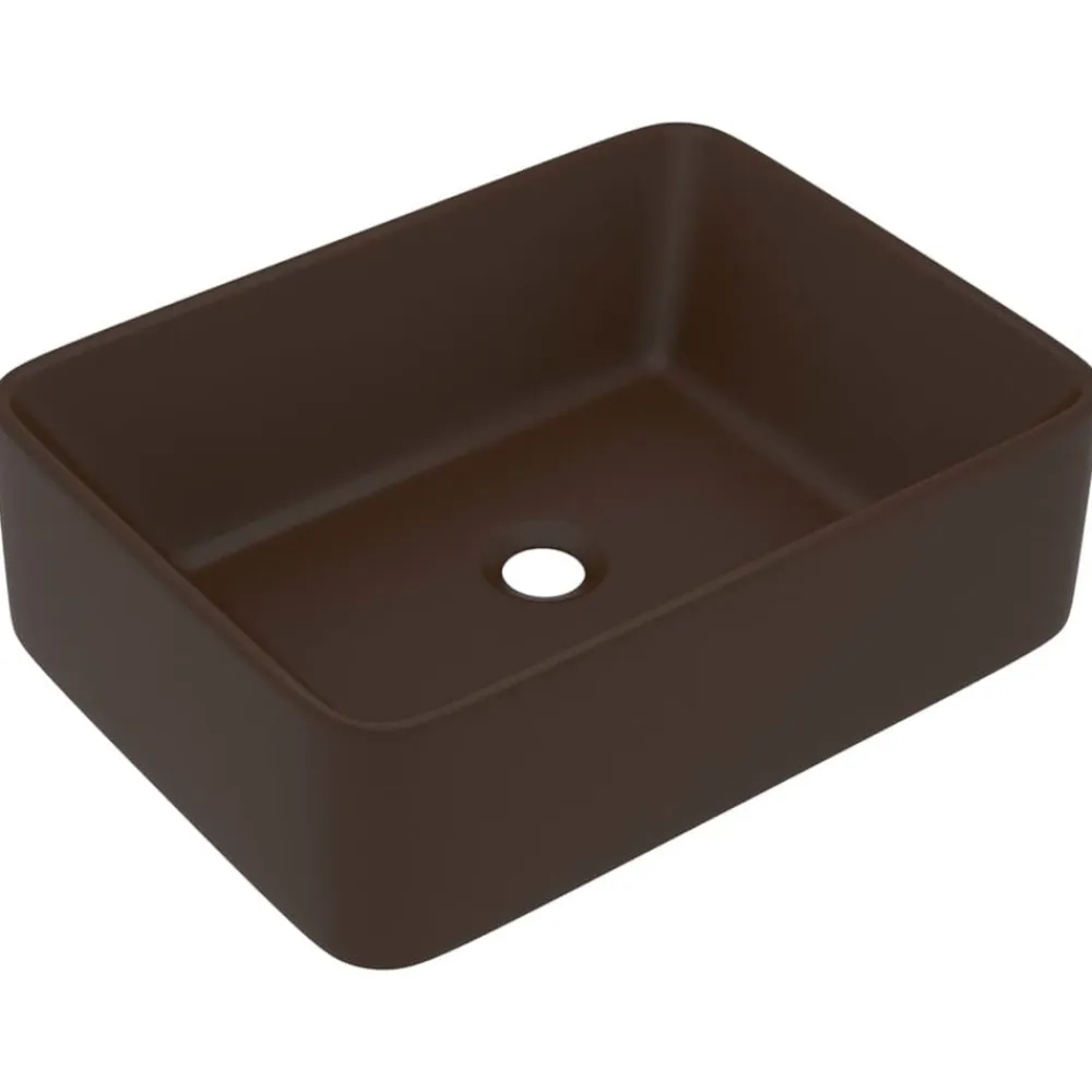 vidaXL Lavabo de lujo cerámica marrón oscuro mate 41x30x12 cm marrón oscuro mate New