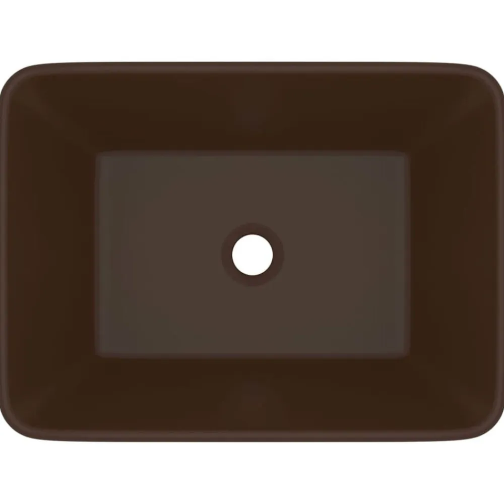 vidaXL Lavabo de lujo cerámica marrón oscuro mate 41x30x12 cm marrón oscuro mate New