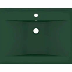 vidaXL Fontanería-Lavabo de lujo con grifo cerámica verde oscuro 60x46 cm
