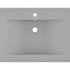 vidaXL Lavabo de lujo con grifo cerámica 60x46 cm gris claro gris claro mate Hot