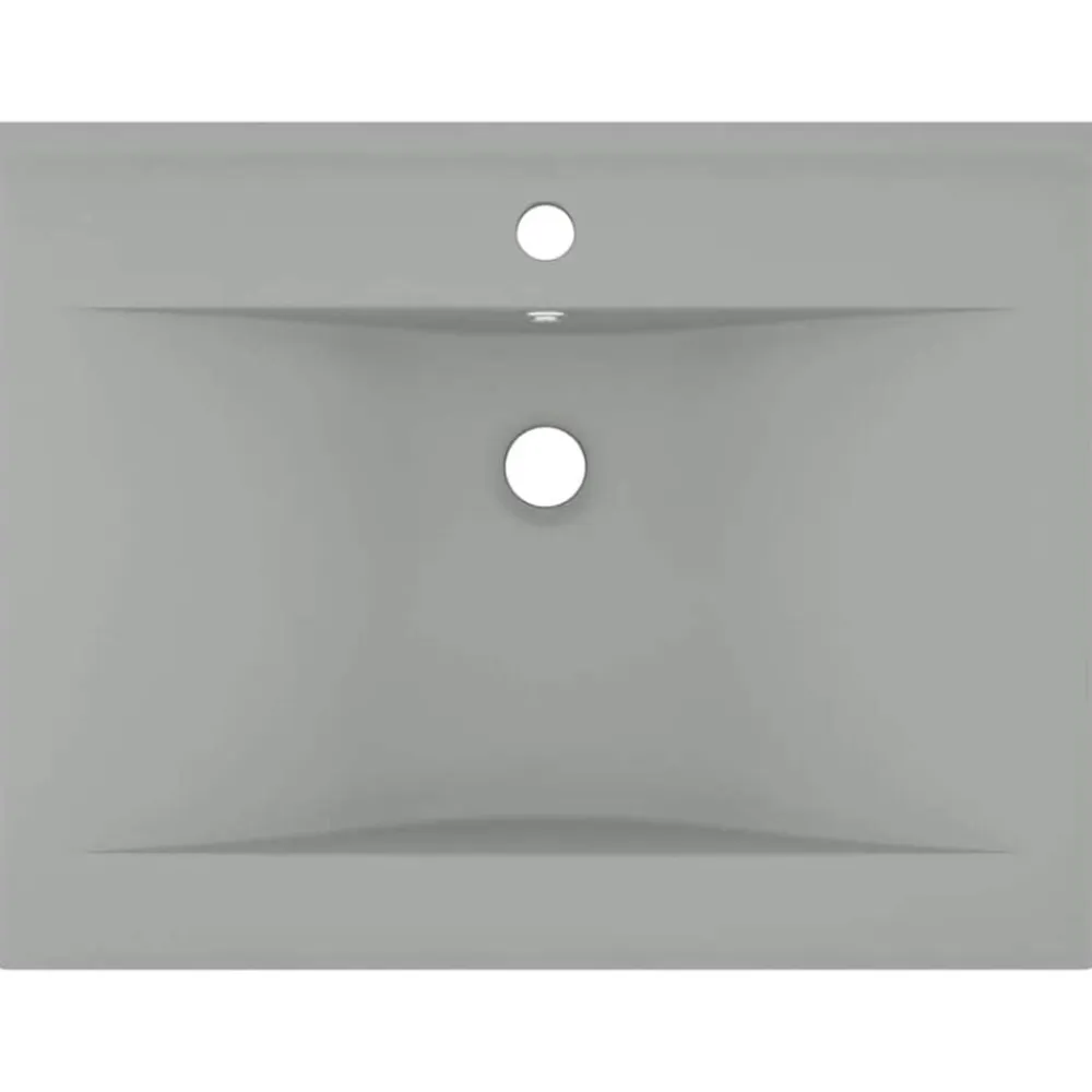 vidaXL Lavabo de lujo con grifo cerámica 60x46 cm gris claro gris claro mate Hot