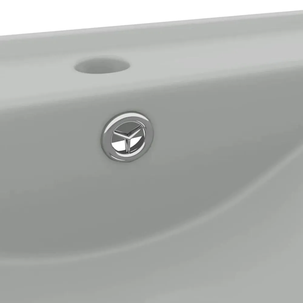 vidaXL Lavabo de lujo con grifo cerámica 60x46 cm gris claro gris claro mate Hot