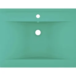 vidaXL Lavabo de lujo con grifo cerámica 60x46 cm verde claro verde claro mate Hot