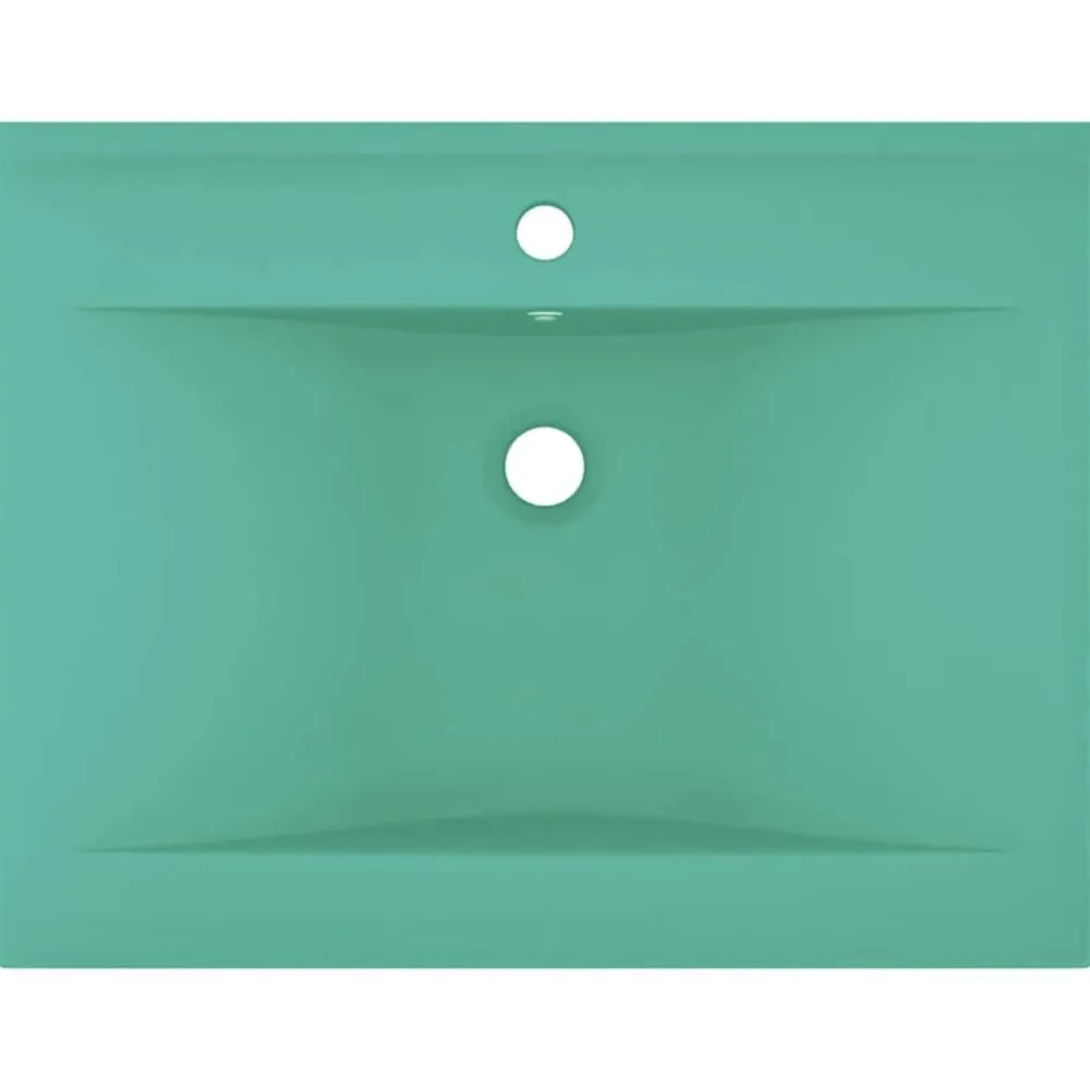 vidaXL Lavabo de lujo con grifo cerámica 60x46 cm verde claro verde claro mate Hot