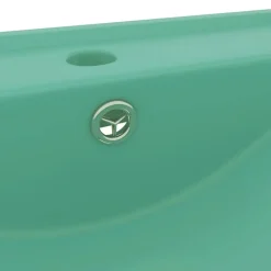 vidaXL Lavabo de lujo con grifo cerámica 60x46 cm verde claro verde claro mate Hot
