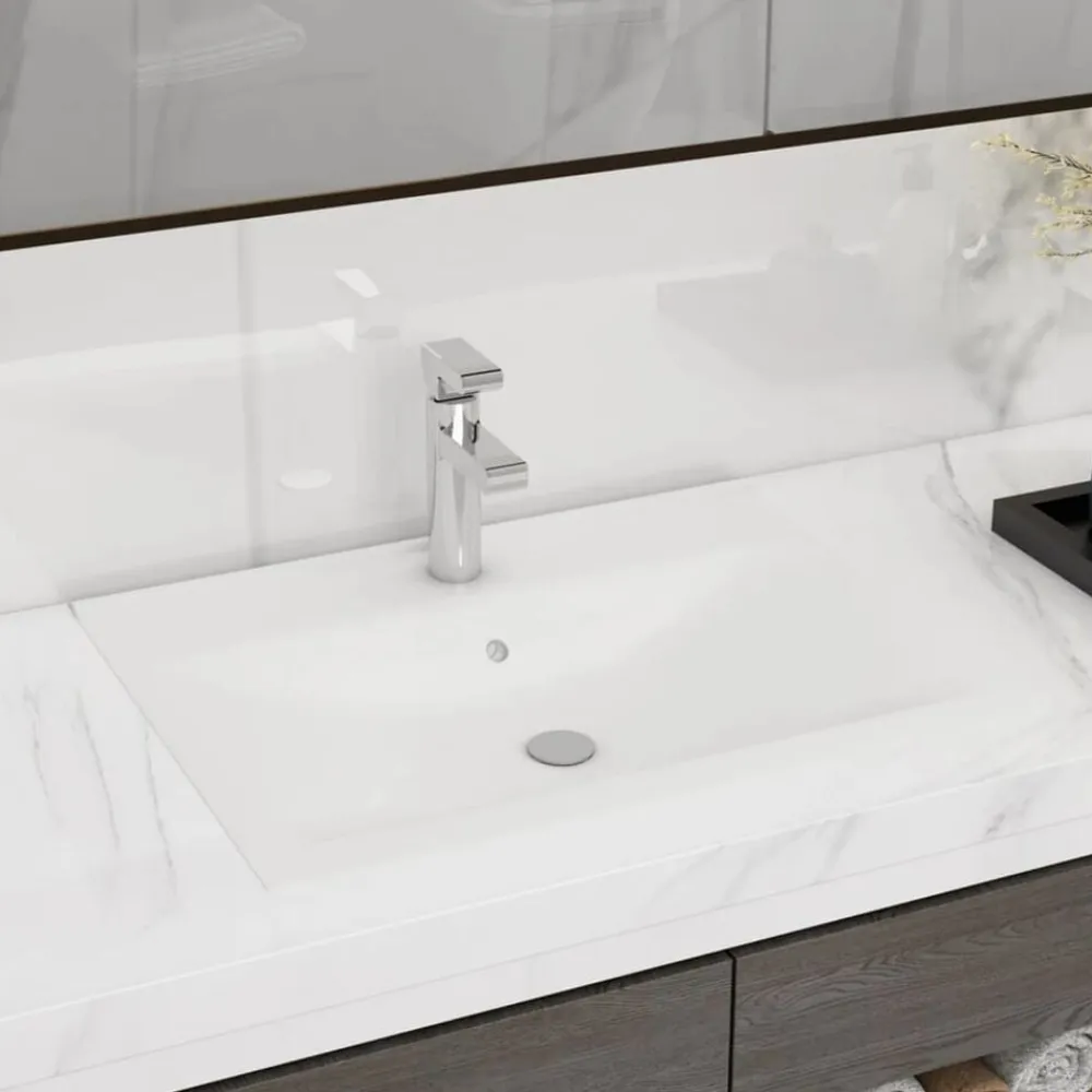 vidaXL Fontanería-Lavabo de lujo con grifo cerámica 60x46 cm