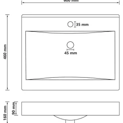 vidaXL Fontanería-Lavabo de lujo con grifo cerámica 60x46 cm