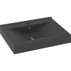 vidaXL Fontanería-Lavabo de lujo con grifo cerámica gris oscuro 60x46 cm