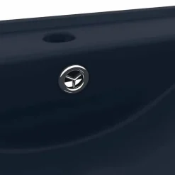 vidaXL Fontanería-Lavabo de lujo con grifo cerámica azul oscuro 60x46 cm