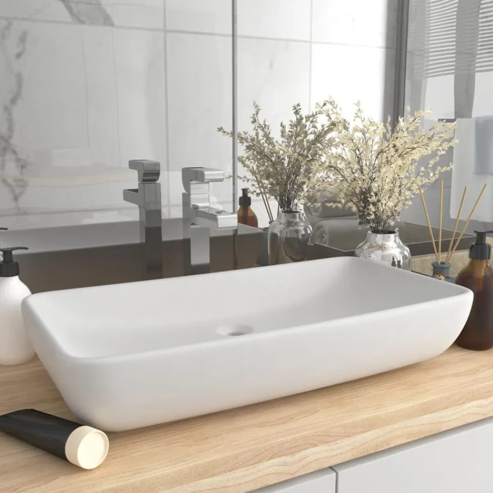vidaXL Fontanería-Lavabo de lujo de cerámica rectangular 71x38 cm