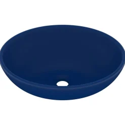 vidaXL Lavabo de lujo ovalado cerámica 40x33 cm azul oscuro mate Sale