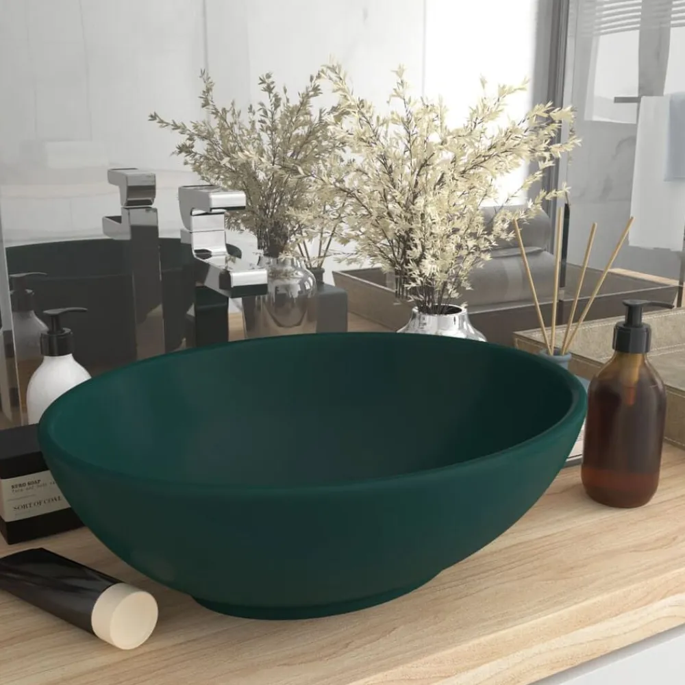 vidaXL Fontanería-Lavabo de lujo ovalado cerámica 40x33 cm