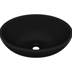 vidaXL Lavabo de lujo ovalado cerámica 40x33 cm Negro mate Sale