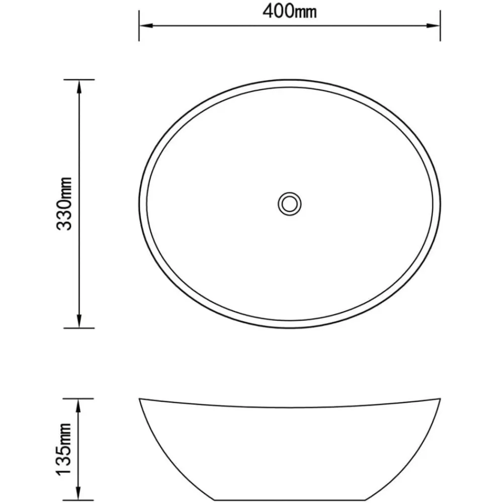 vidaXL Lavabo de lujo ovalado cerámica 40x33 cm Negro mate Sale