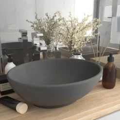 vidaXL Fontanería-Lavabo de lujo ovalado cerámica 40x33 cm