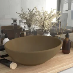 vidaXL Fontanería-Lavabo de lujo ovalado cerámica 40x33 cm