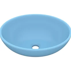 vidaXL Lavabo de lujo ovalado cerámica 40x33 cm azul claro mate Sale